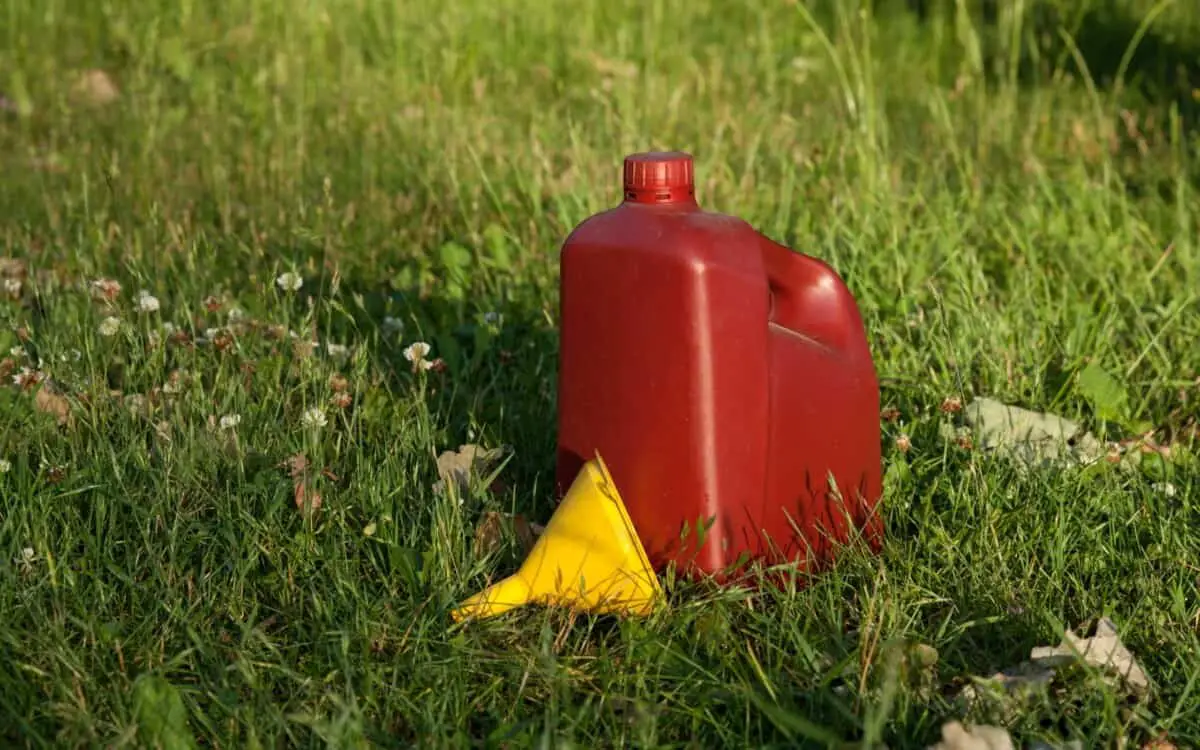 Gas can on grass